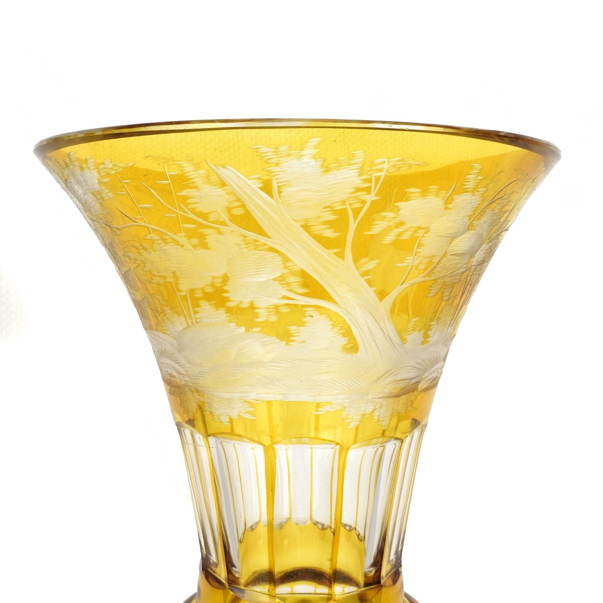 Bohemian Amber Footed Glass Vase