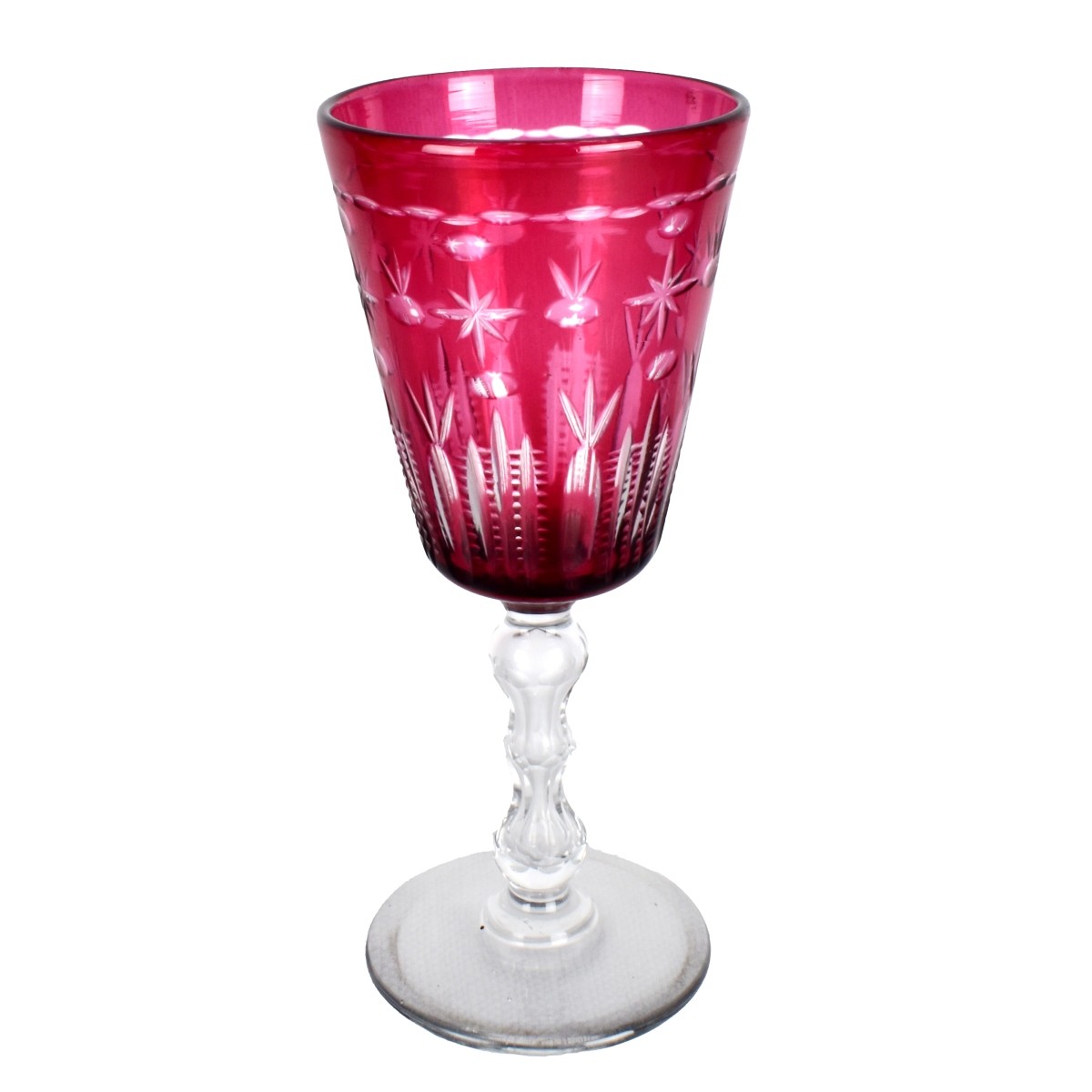 Bohemian Ruby Red Footed Glass Chalice