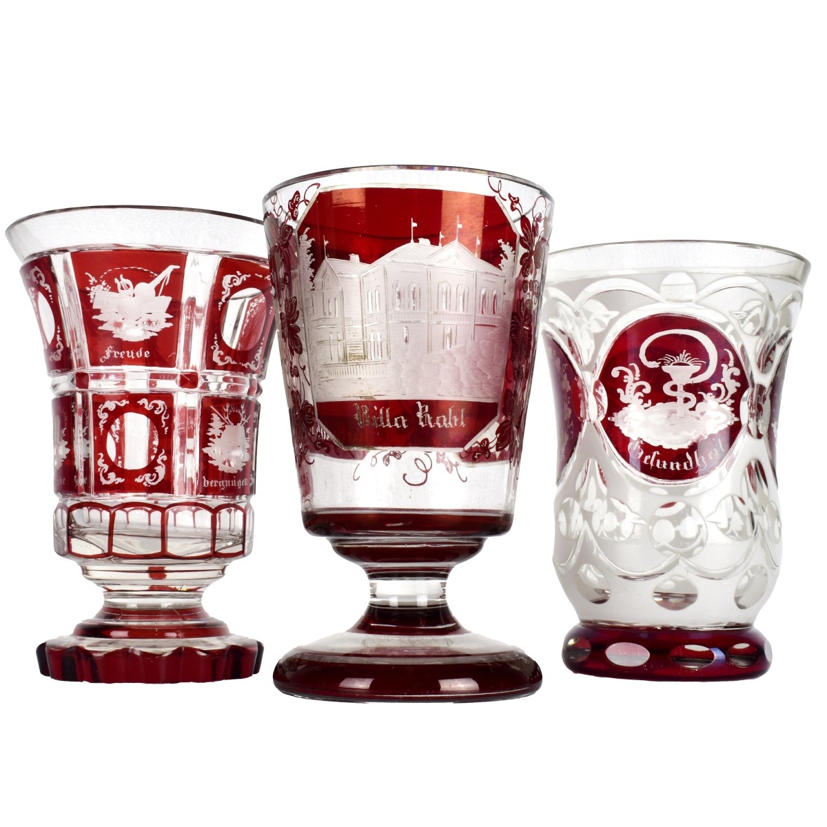 Bohemian Ruby Red Footed Glasses