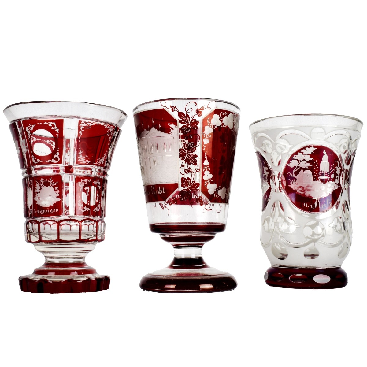 Bohemian Ruby Red Footed Glasses