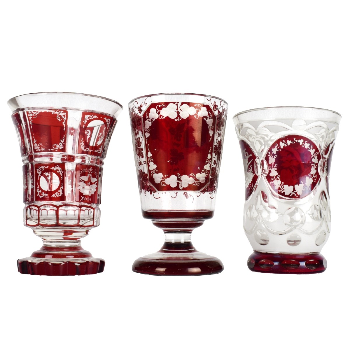 Bohemian Ruby Red Footed Glasses