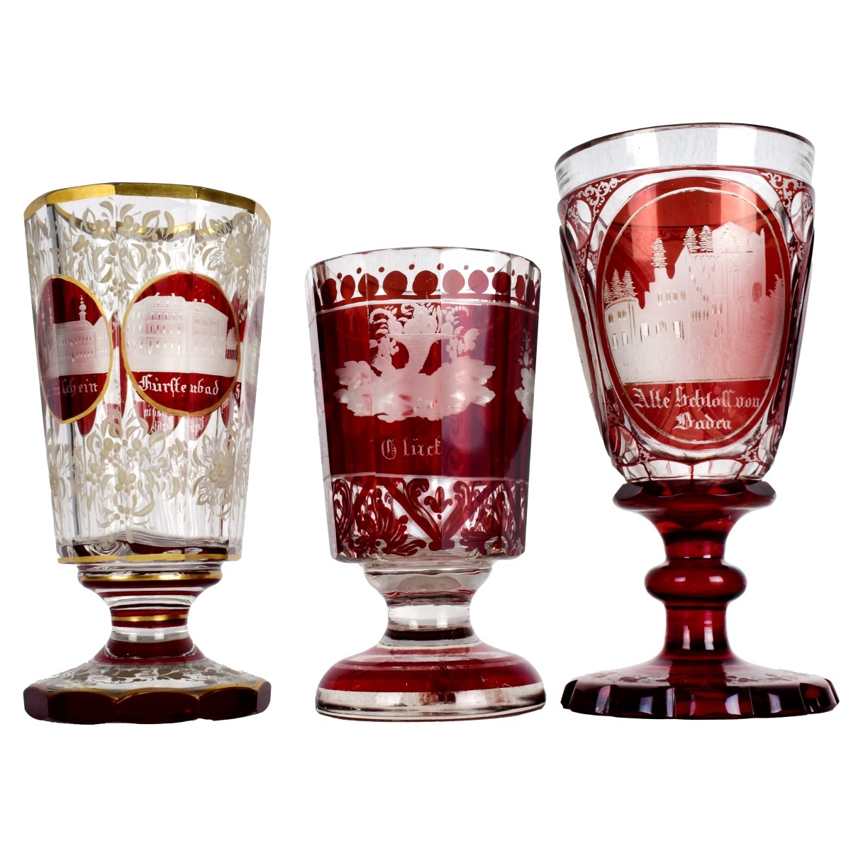 Bohemian Ruby Red Footed Glasses