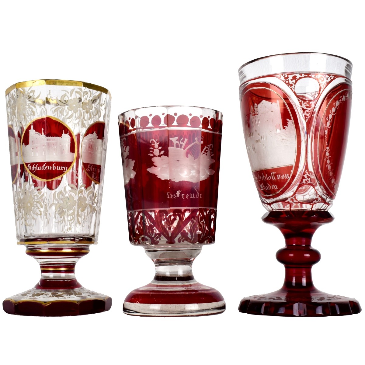 Bohemian Ruby Red Footed Glasses