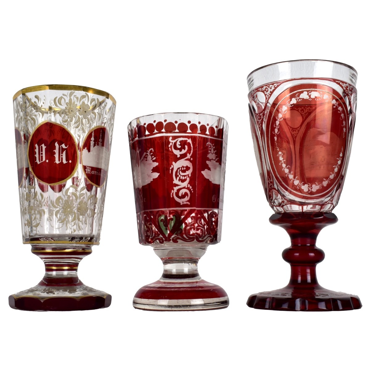 Bohemian Ruby Red Footed Glasses