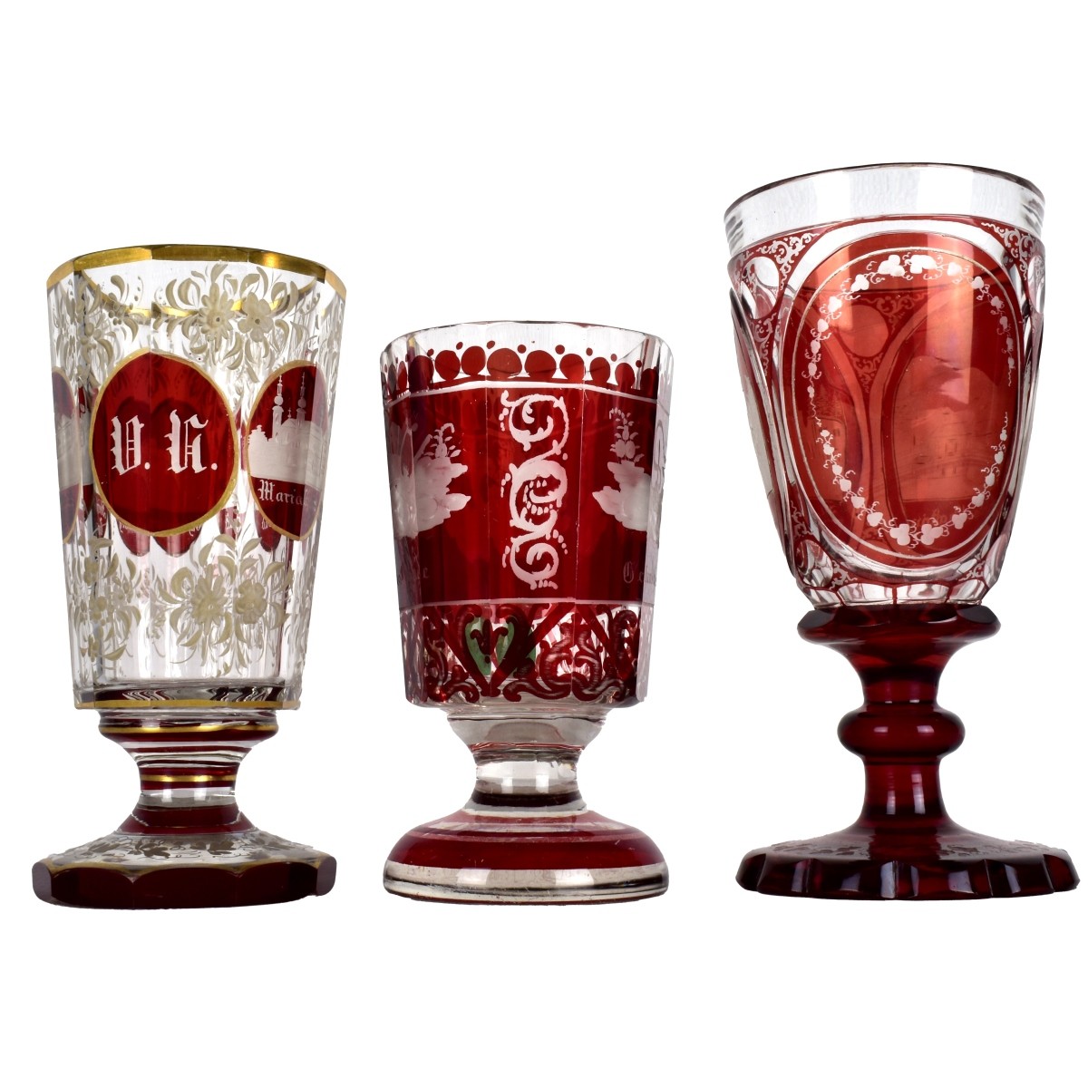 Bohemian Ruby Red Footed Glasses