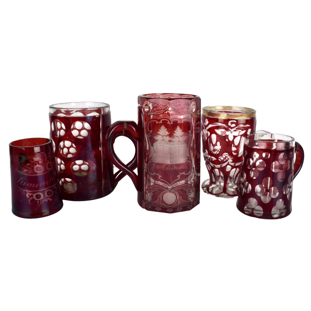 Ruby Glass Bohemian Mugs