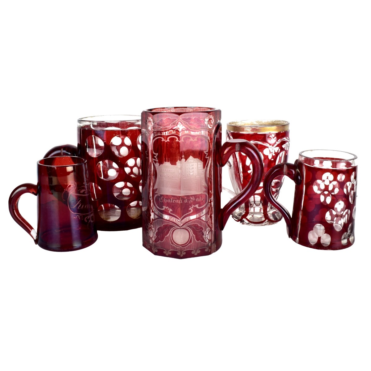 Ruby Glass Bohemian Mugs