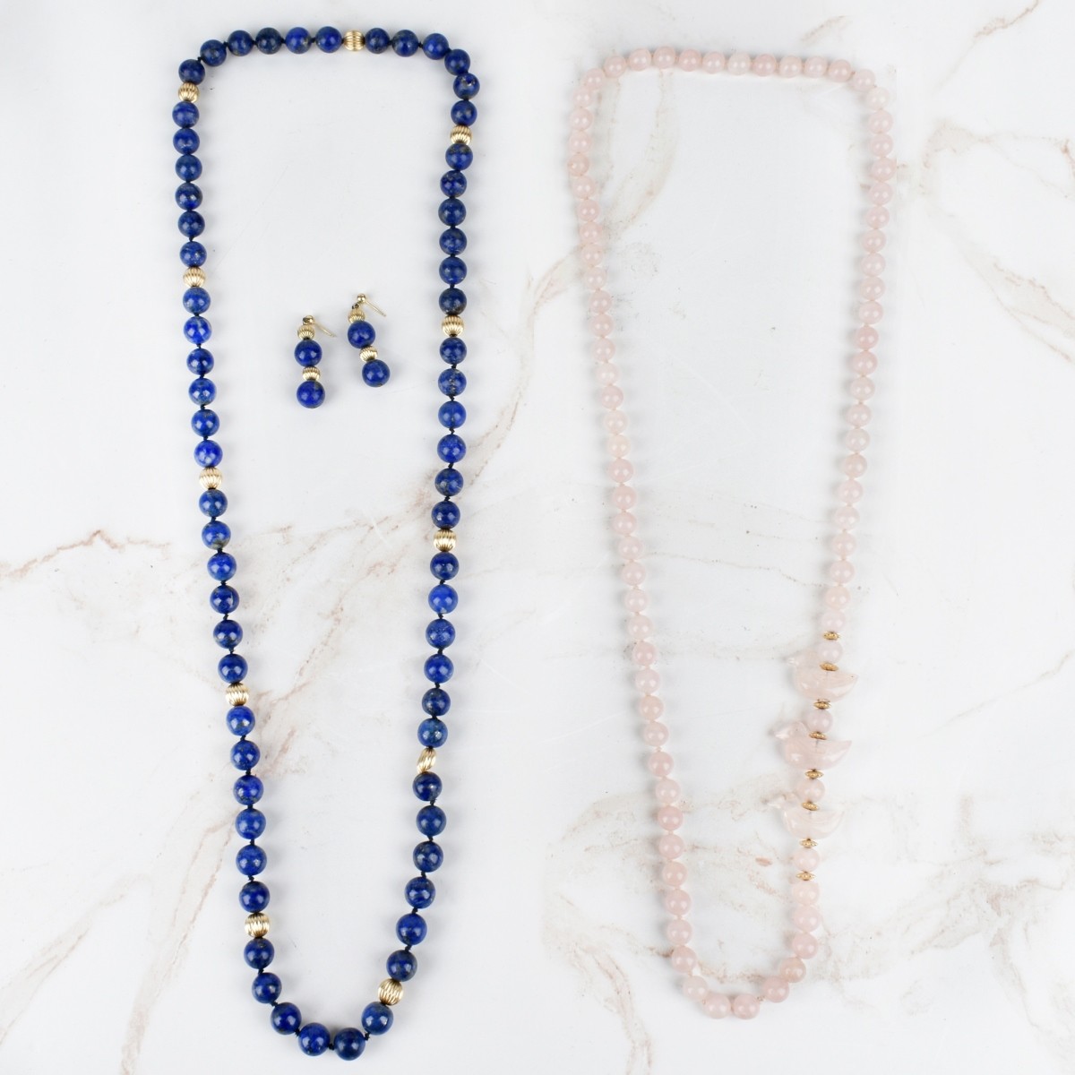 Lapis Necklace & Earrings / Quartz Necklace