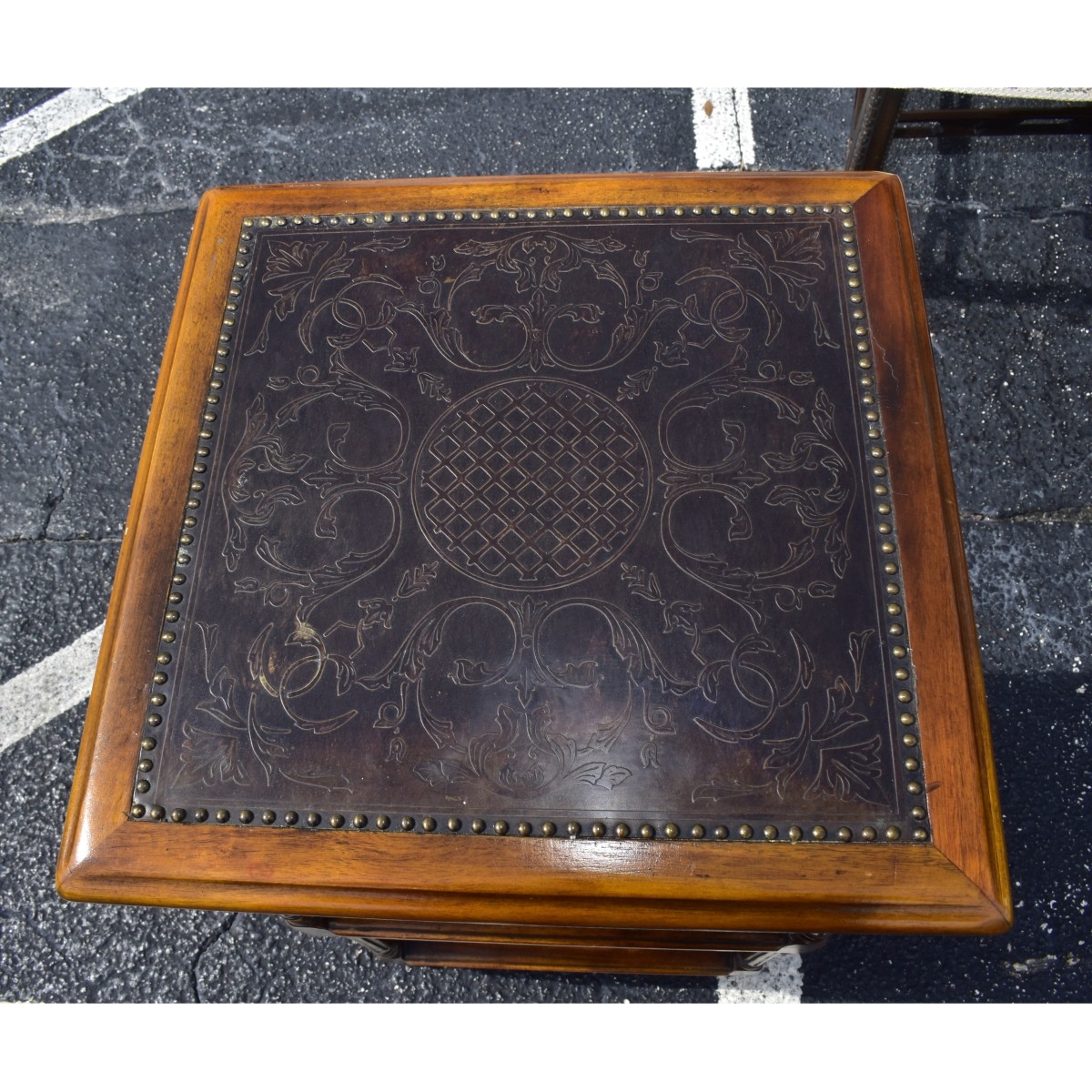 Etagere Wood and Leather Table