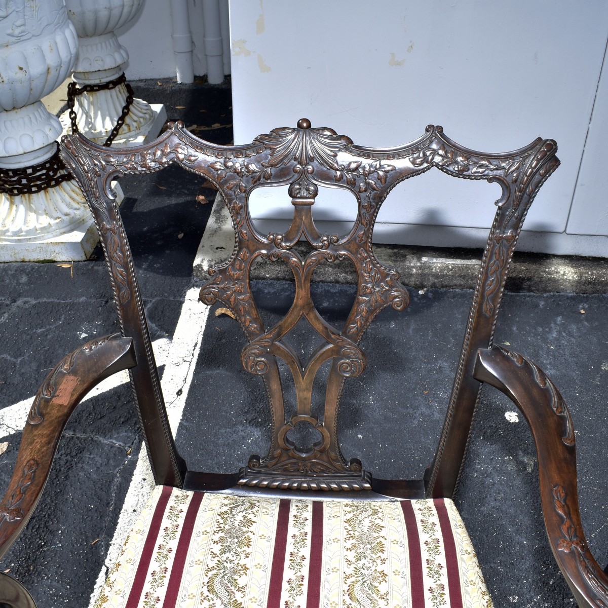 20C Chinese Chippendale Carved Armchairs