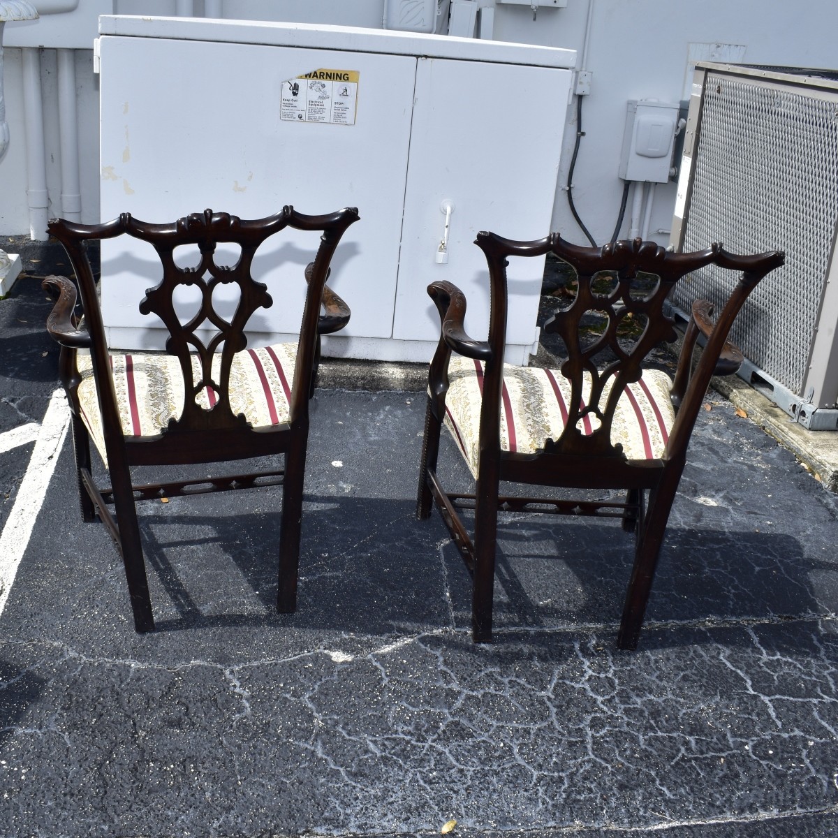 20C Chinese Chippendale Carved Armchairs