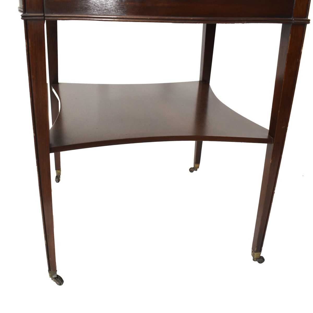 Pair Leather Top Mahogany End Tables