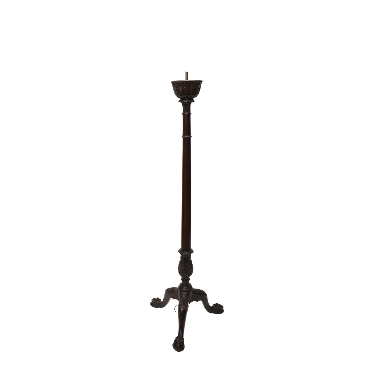 Mahogany Carved Long Stick Lamp