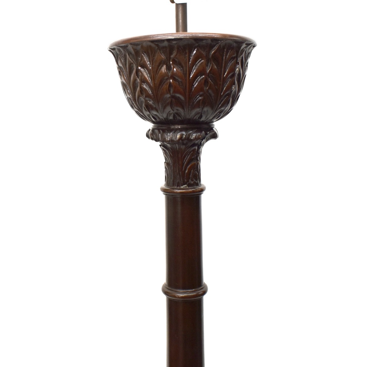 Mahogany Carved Long Stick Lamp