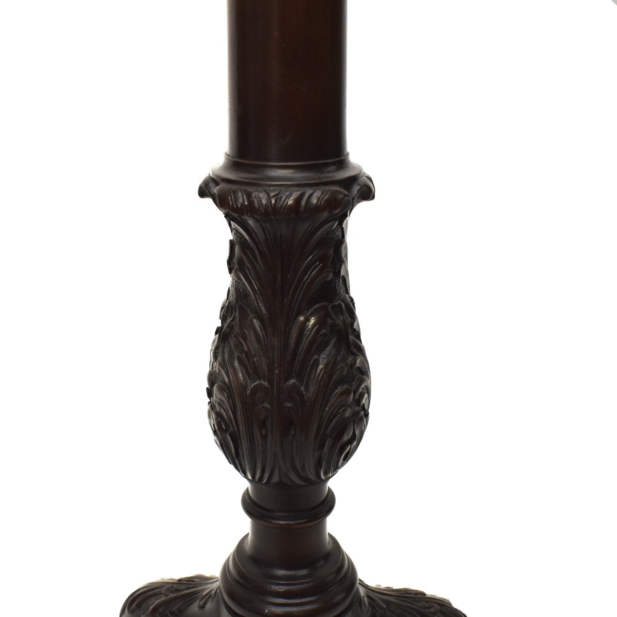 Mahogany Carved Long Stick Lamp