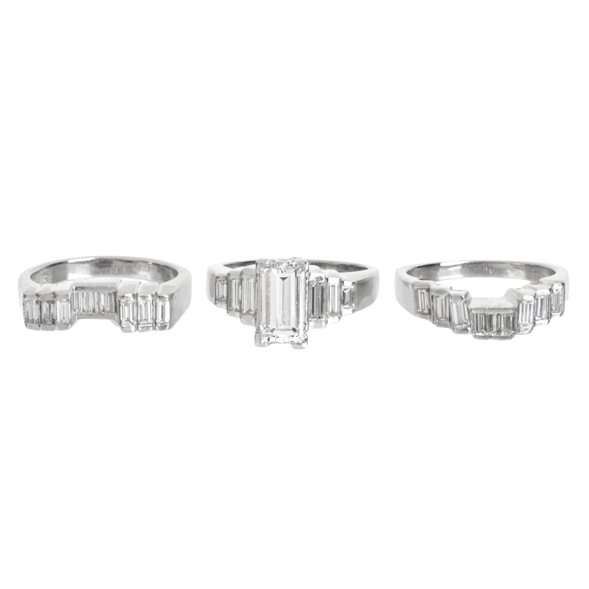 GIA Diamond and Platinum Ring Set