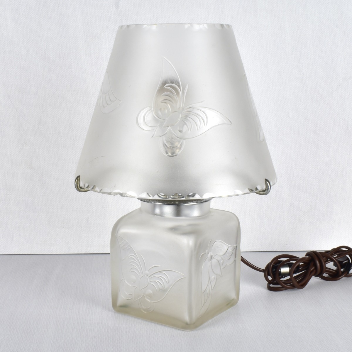 Clear and Frosty Glass Boudoir Lamp