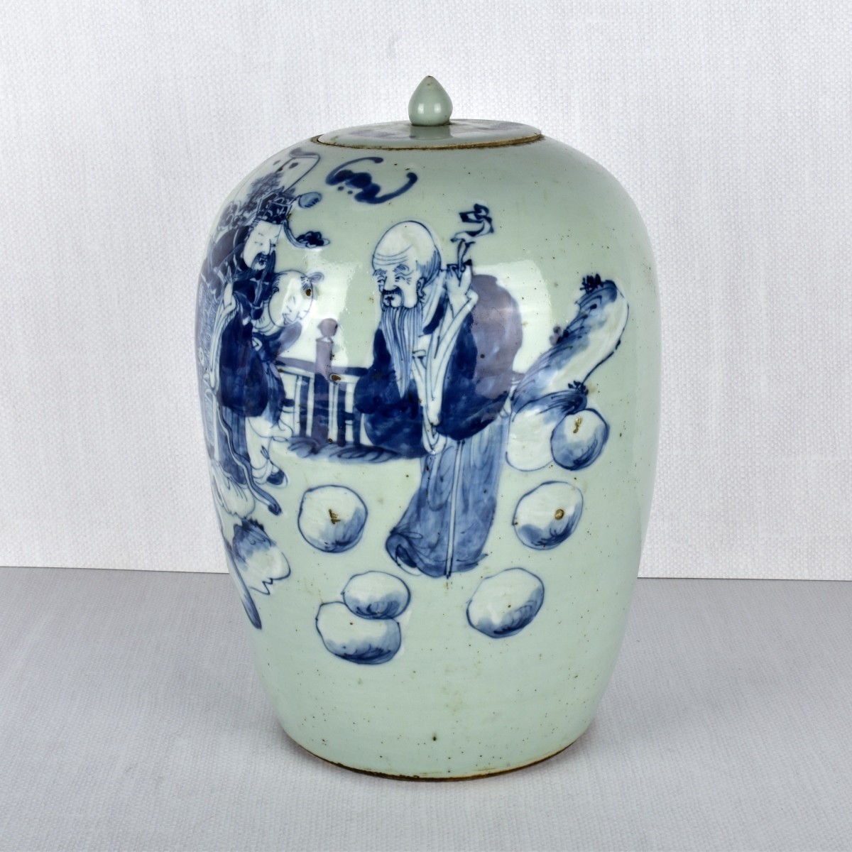 Chinese Celadon Figural Ginger Jar