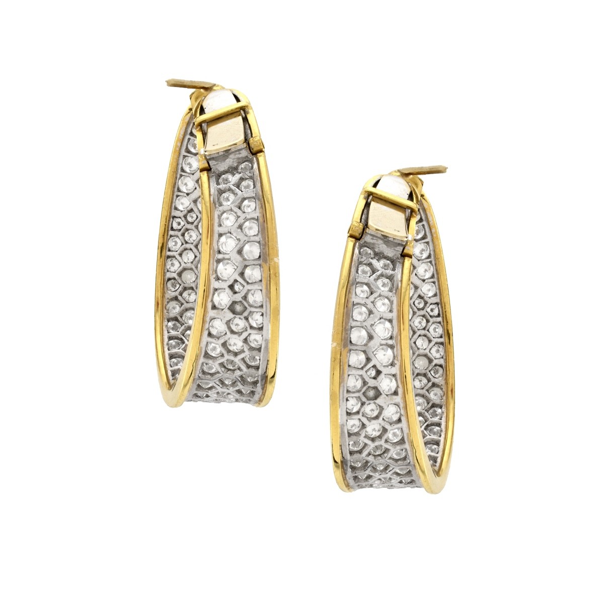 Diamond, Platinum and 18K Earrings