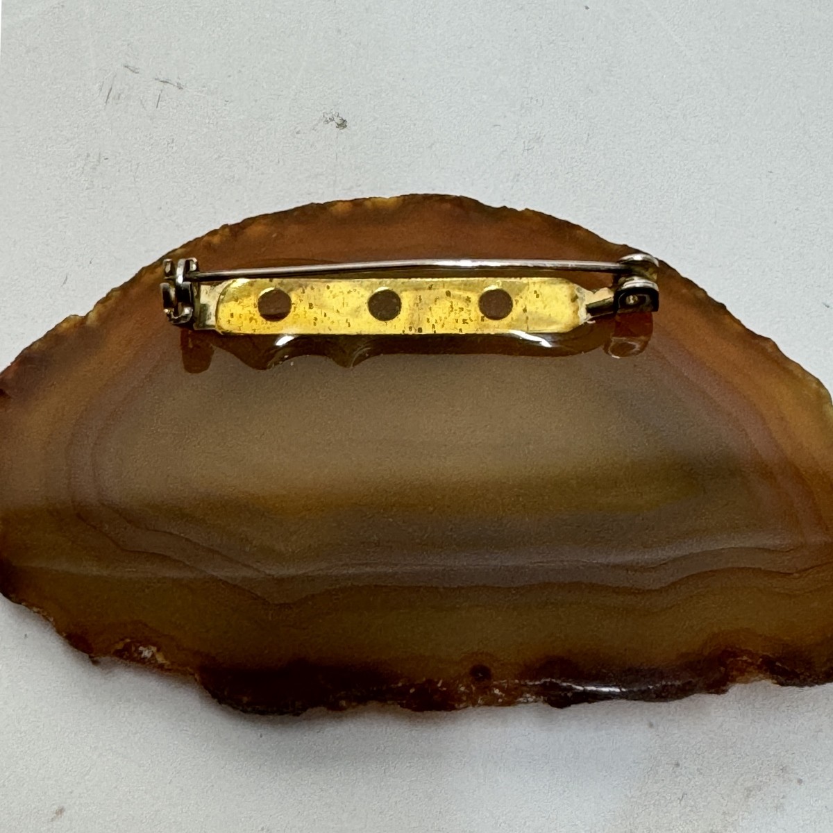 Agate Banded Geode and Gold Pendant