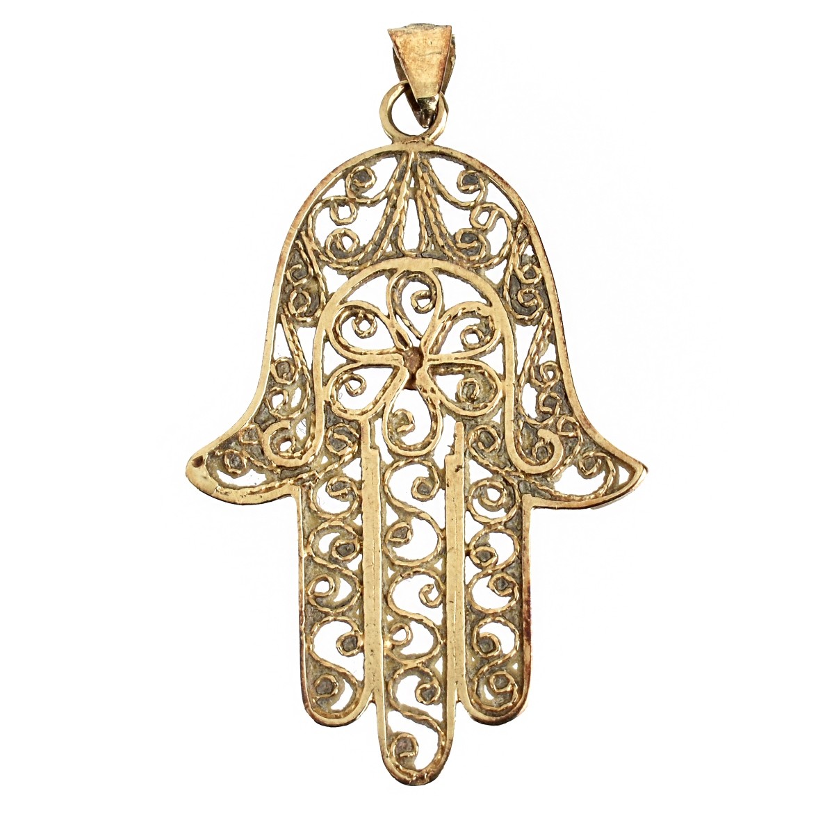 14K and Ruby Hamsa Hand Pendant