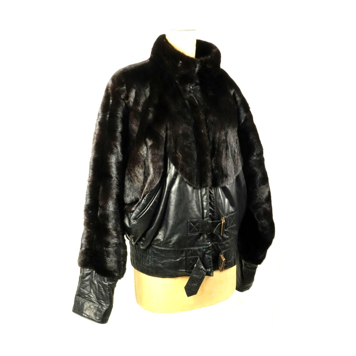 Mink and Leather Bomber Jacket