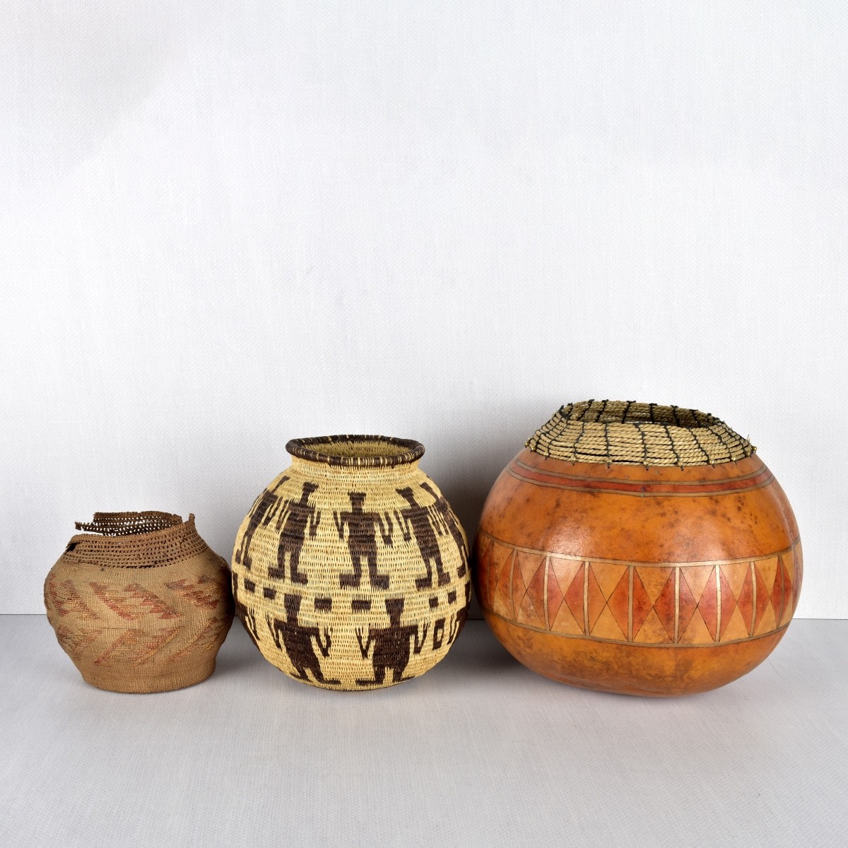 Three (3) Assorted Baskets and Gourds