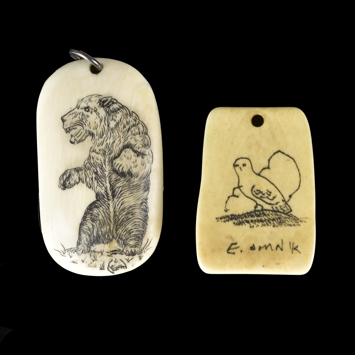 Grouping of Scrimshaw Items