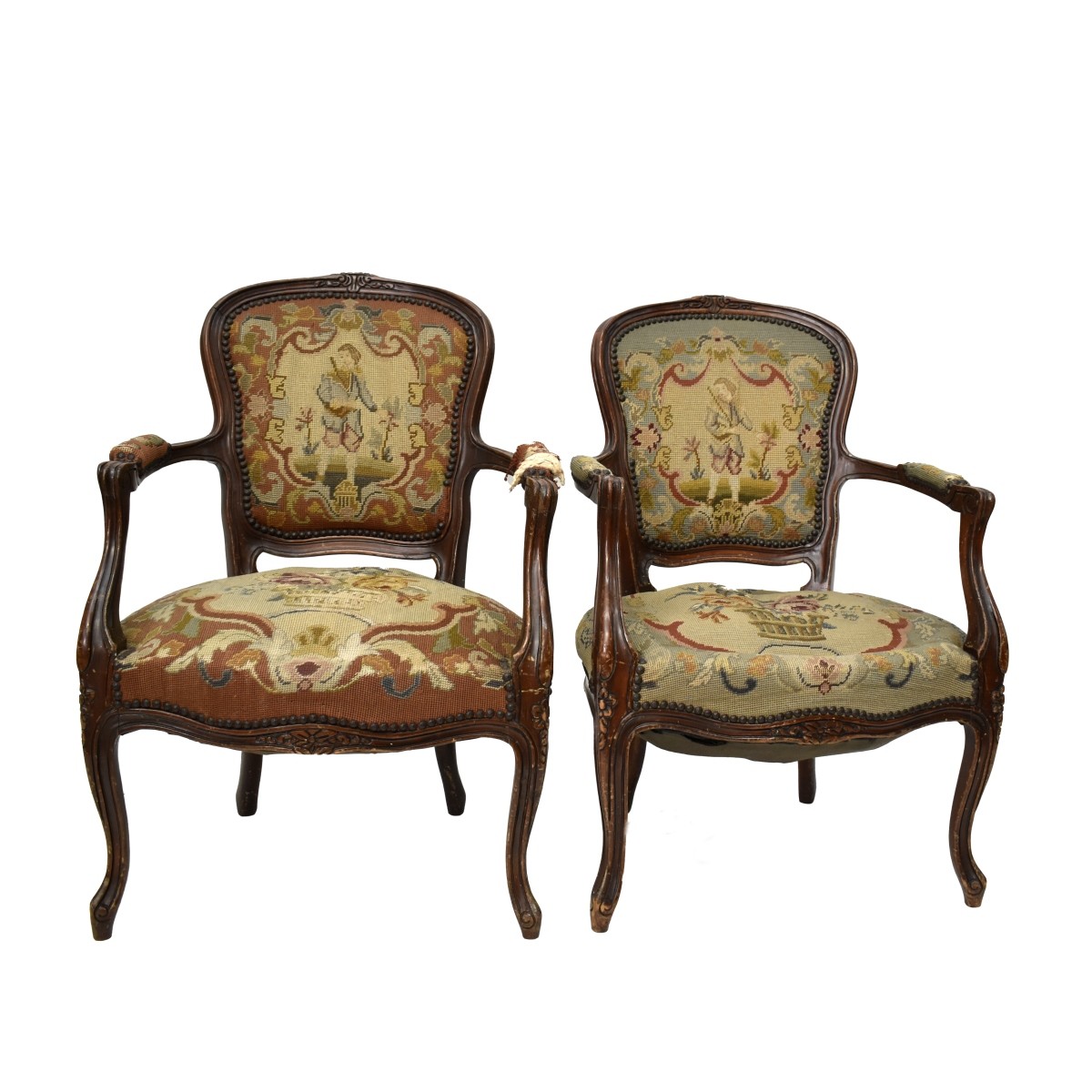 Pair of French Louis XV Style Chairs.