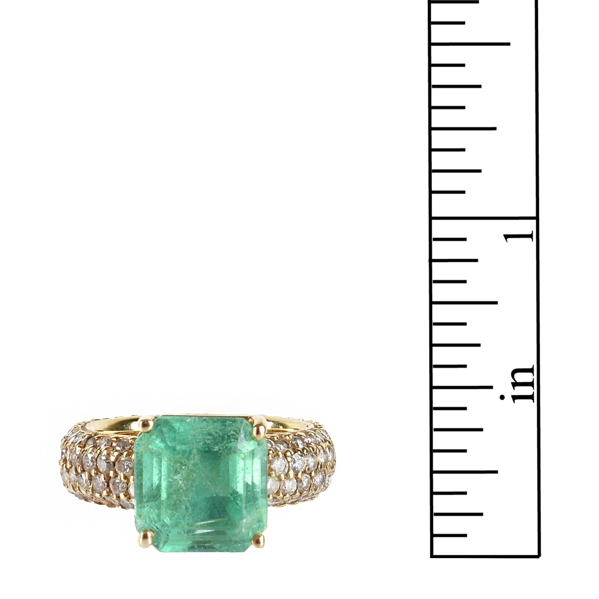 Emerald, Diamond and 14K Ring