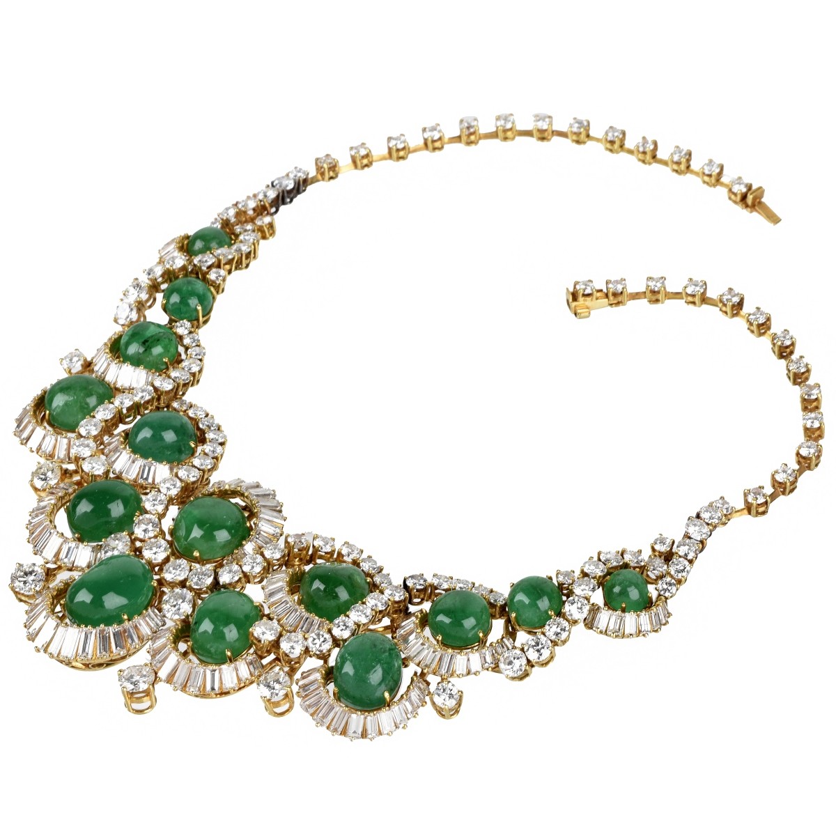 Diamond, Emerald and Platinum Necklace