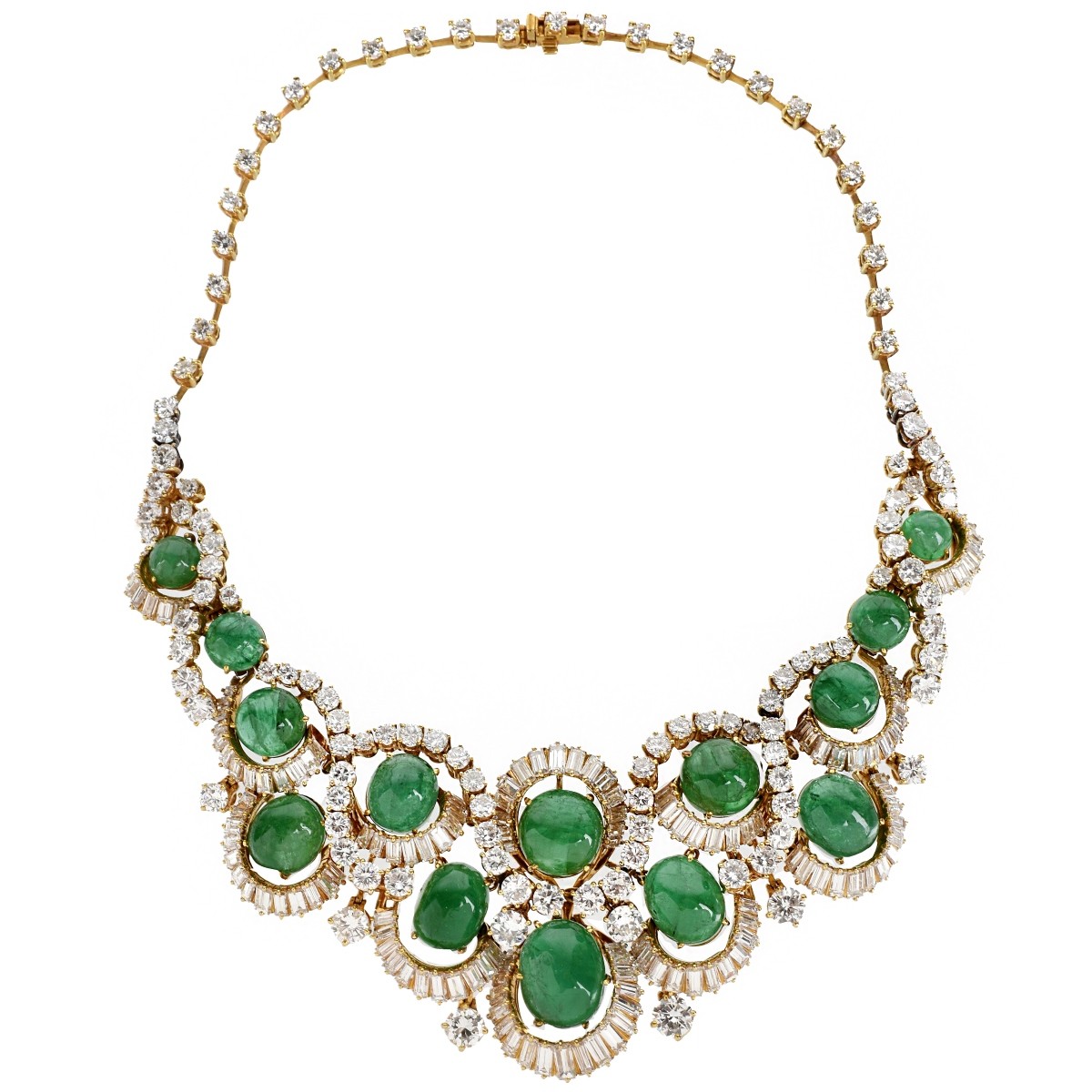 Diamond, Emerald and Platinum Necklace