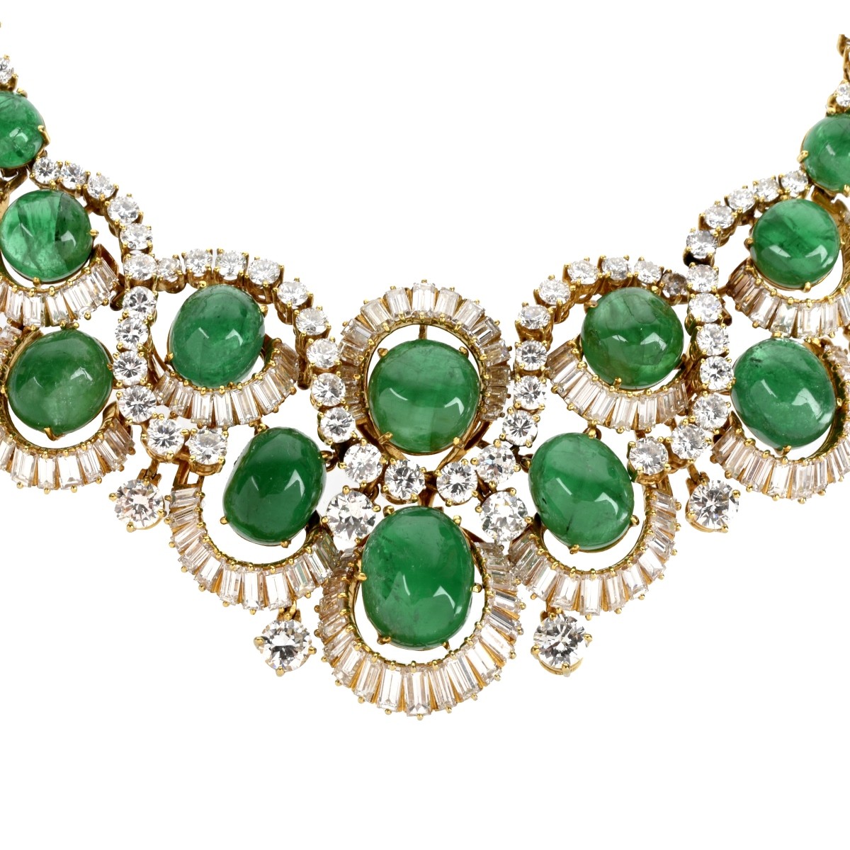 Diamond, Emerald and Platinum Necklace