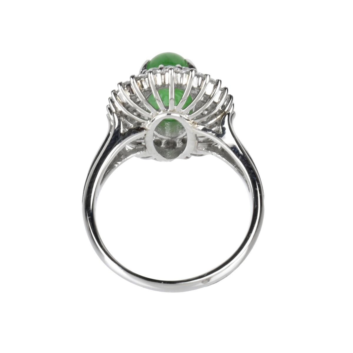 GIA Jade, Diamond and Platinum Ring