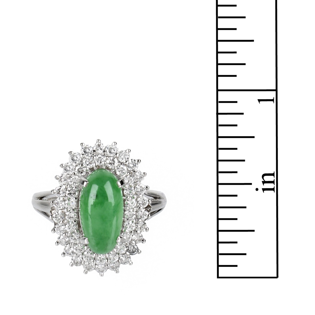 GIA Jade, Diamond and Platinum Ring