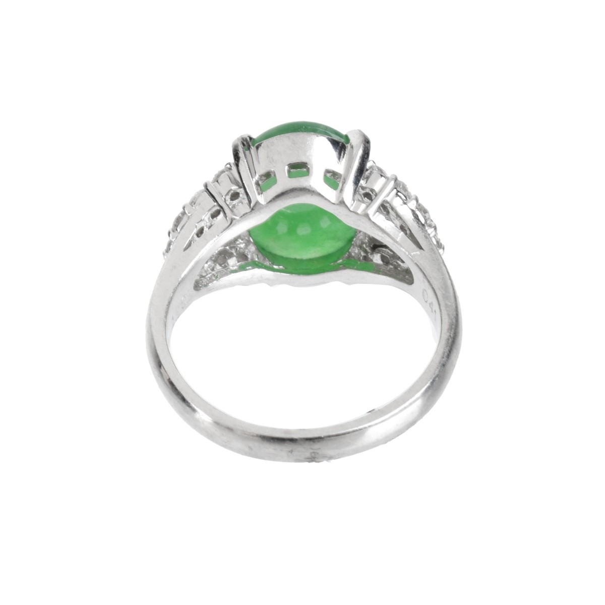 GIA Jade, Diamond and Platinum Ring