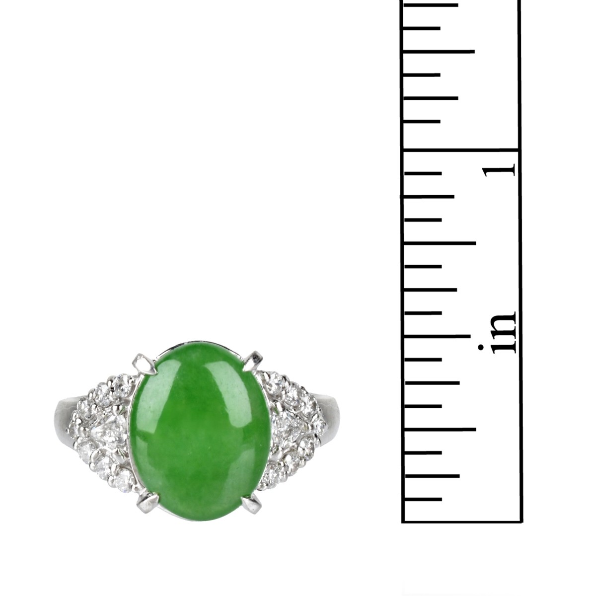 GIA Jade, Diamond and Platinum Ring