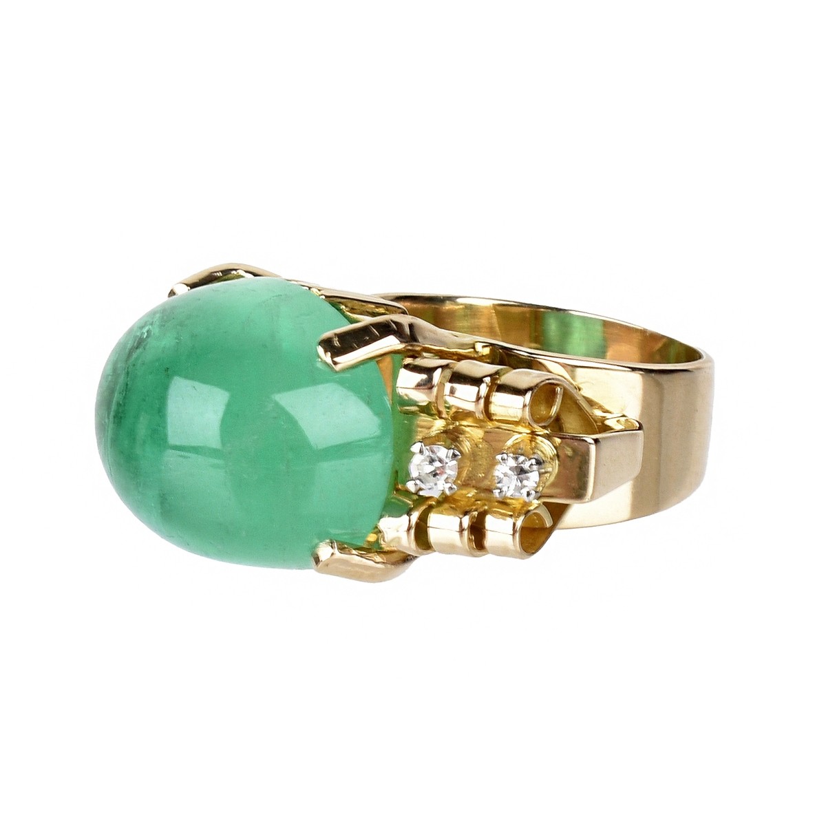 Emerald, Diamond and 18K Ring