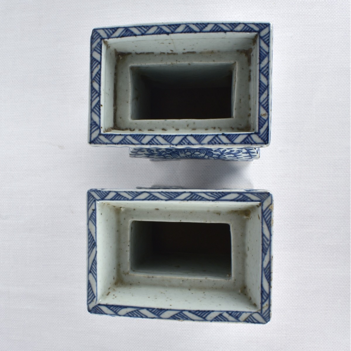 Pair of Chinese Blue and White Incense Burners