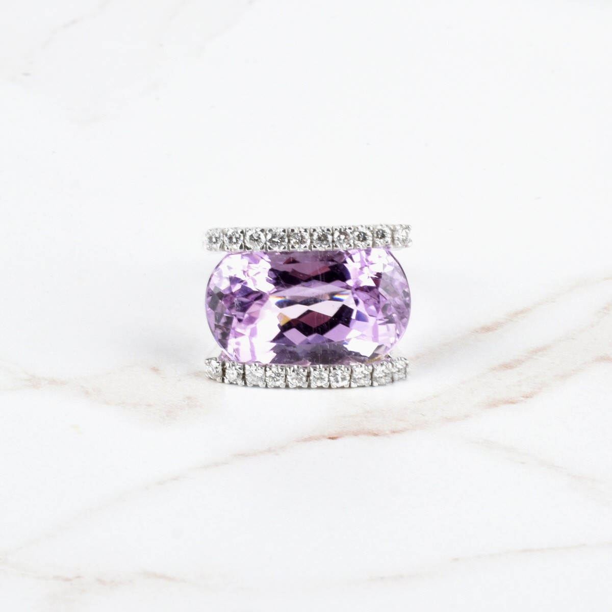 Kunzite, Diamond and 14K Ring