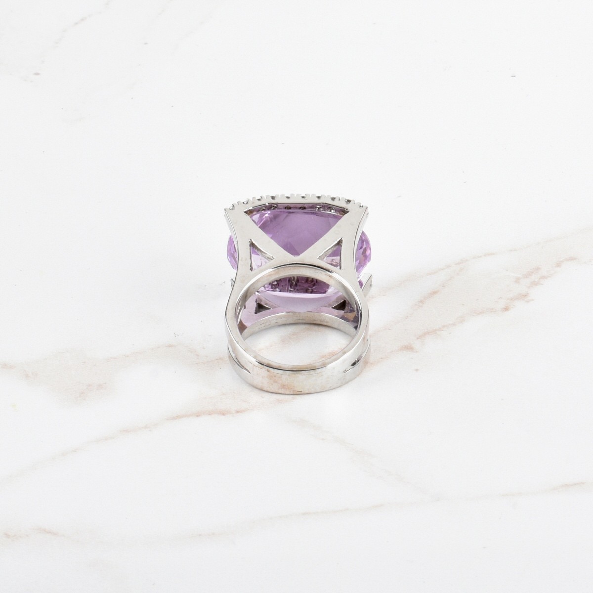 Kunzite, Diamond and 14K Ring