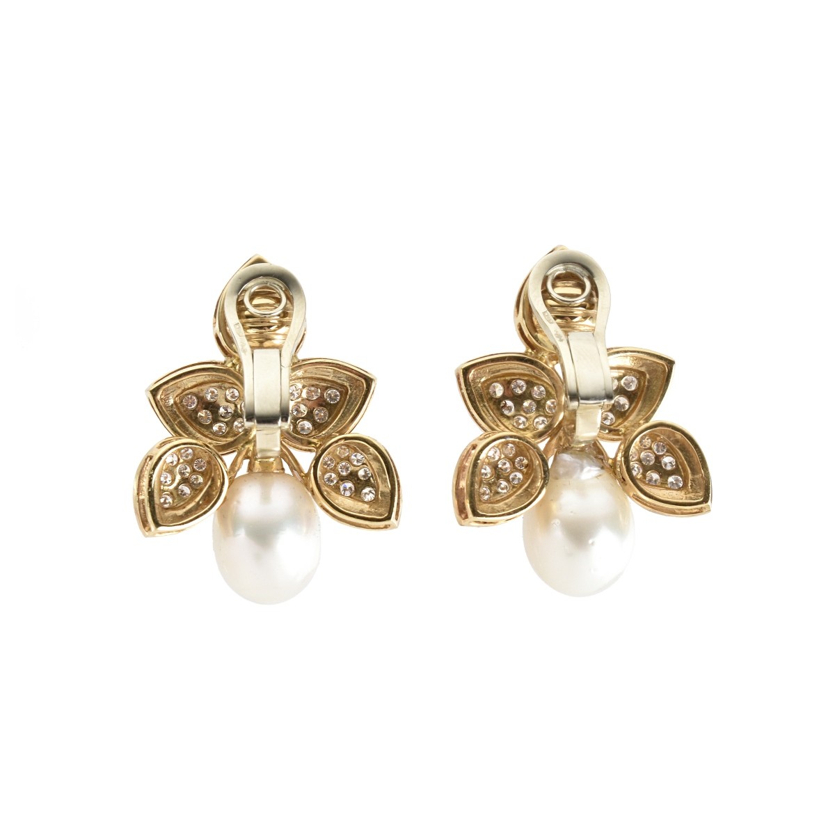 Pearl, Diamond and 18K Earrings