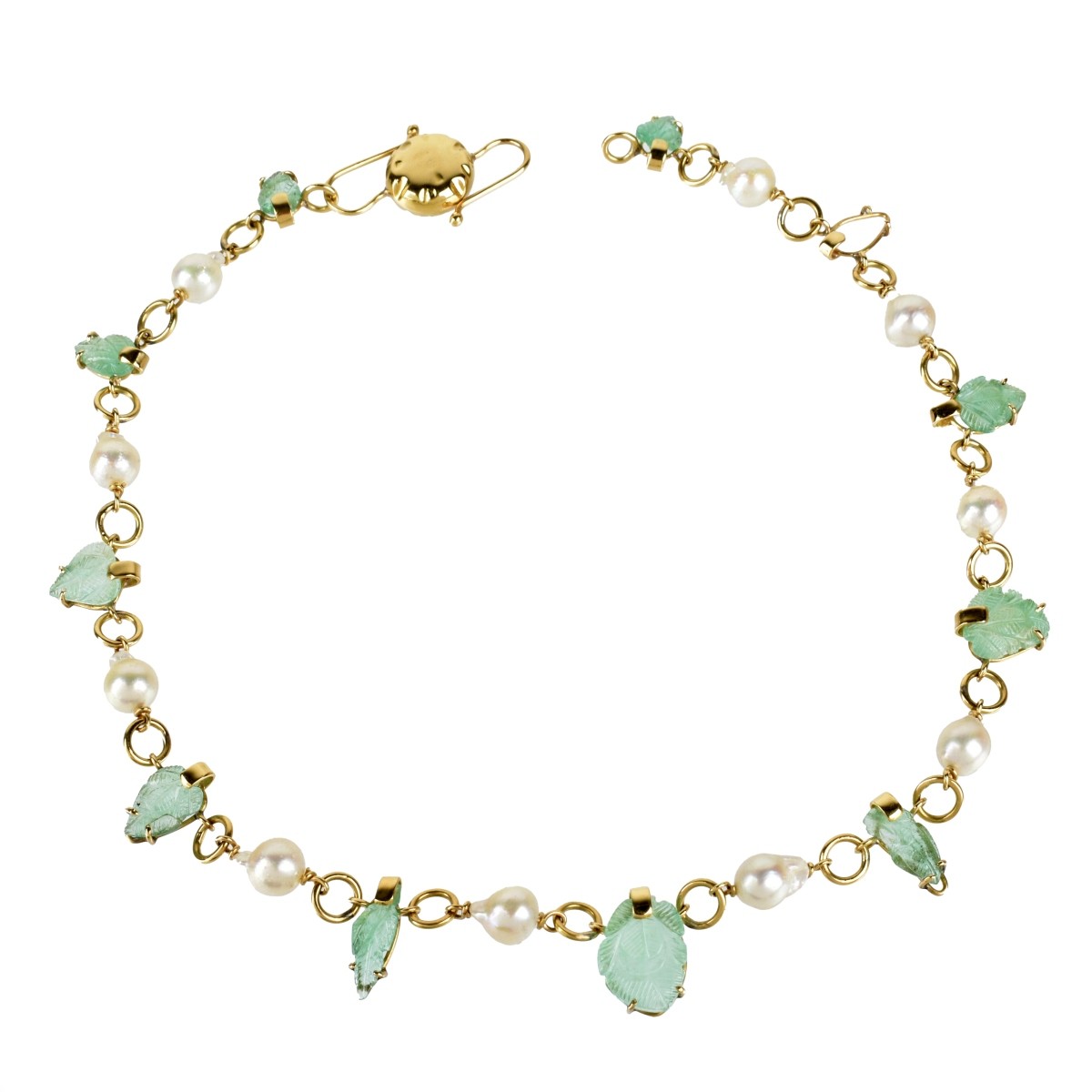 Emerald, Pearl and 18K Necklace