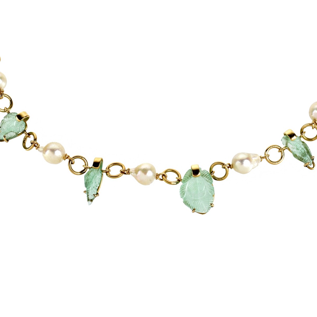 Emerald, Pearl and 18K Necklace