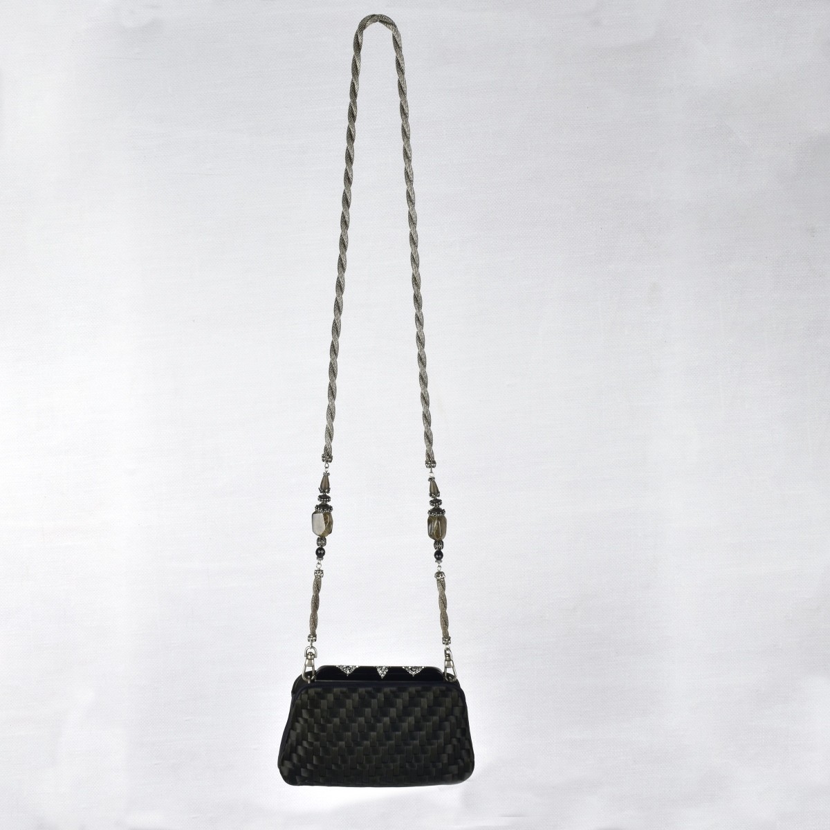 Judith Leiber Swarvoski & Black Satin Shoulder Bag