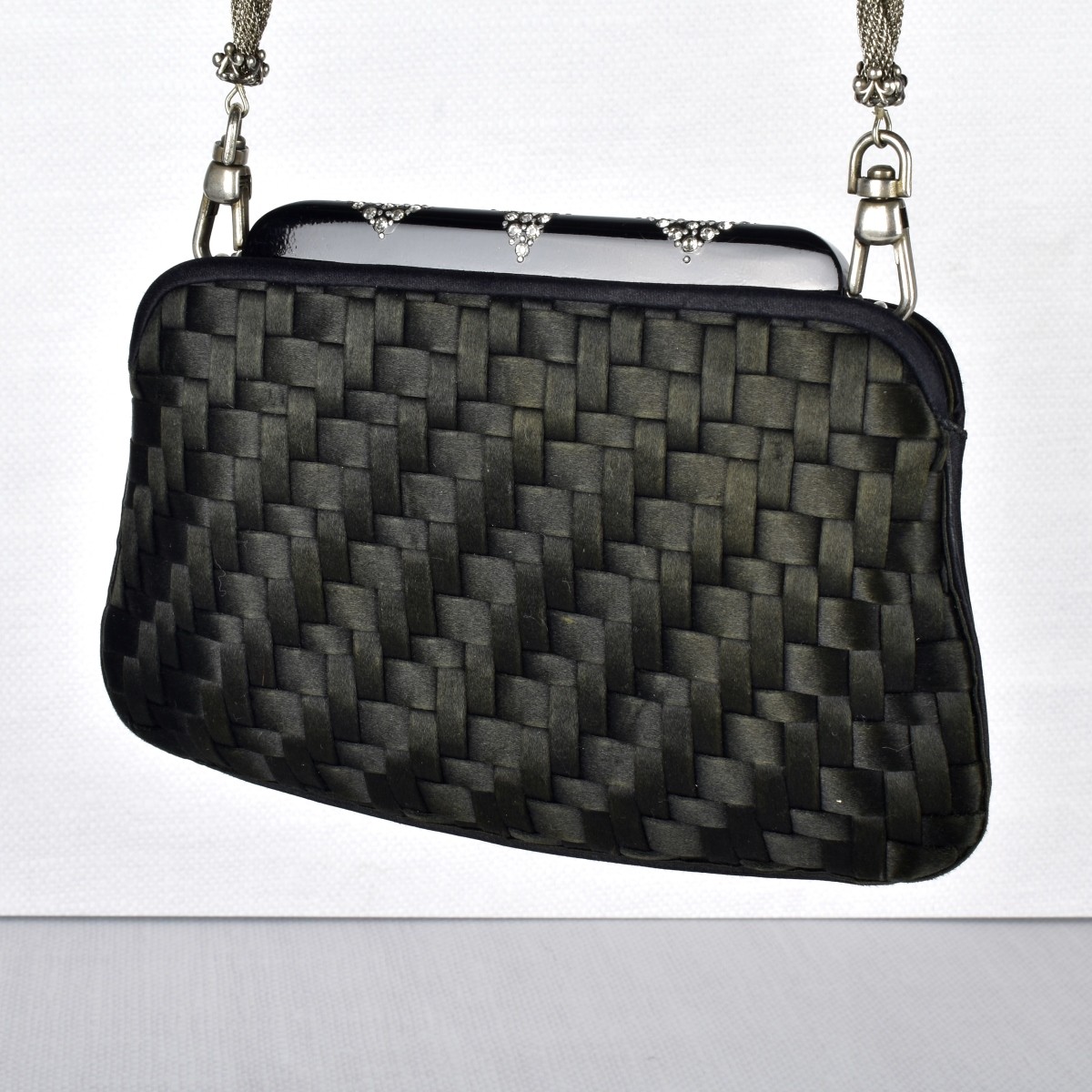 Judith Leiber Swarvoski & Black Satin Shoulder Bag