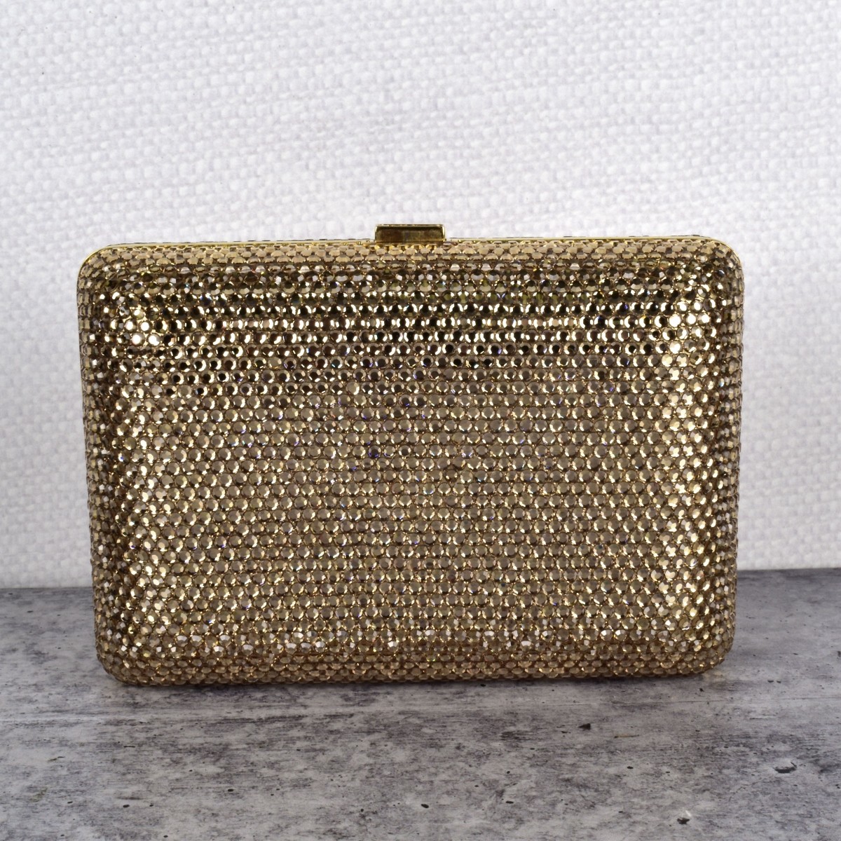 Judith Leiber Gold Swarovski Crystal Minaudiere