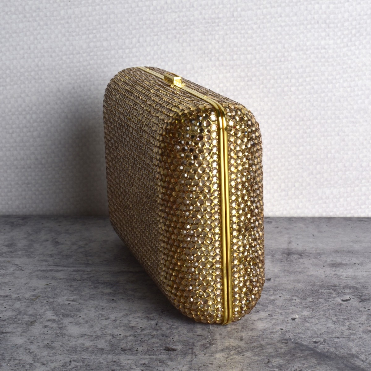 Judith Leiber Gold Swarovski Crystal Minaudiere