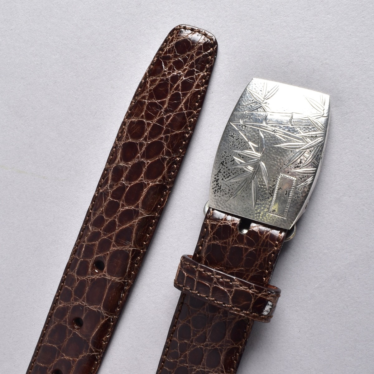 Two Reptile & Leather Belts with Sterling Buckles