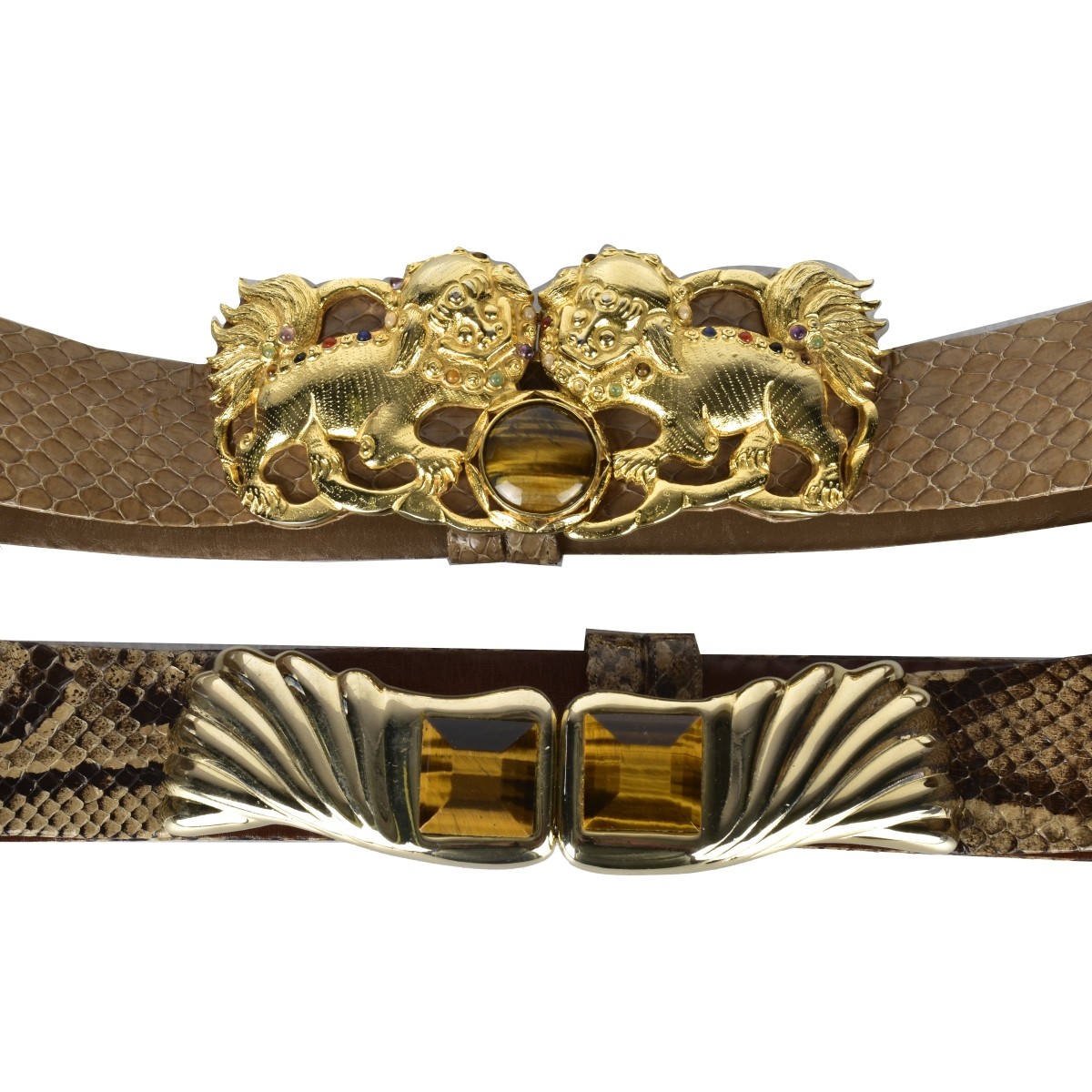 Two Judith Leiber Designer Snake Belts